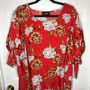 AX PARIS ASOS plus floral tie sleeve shift dress